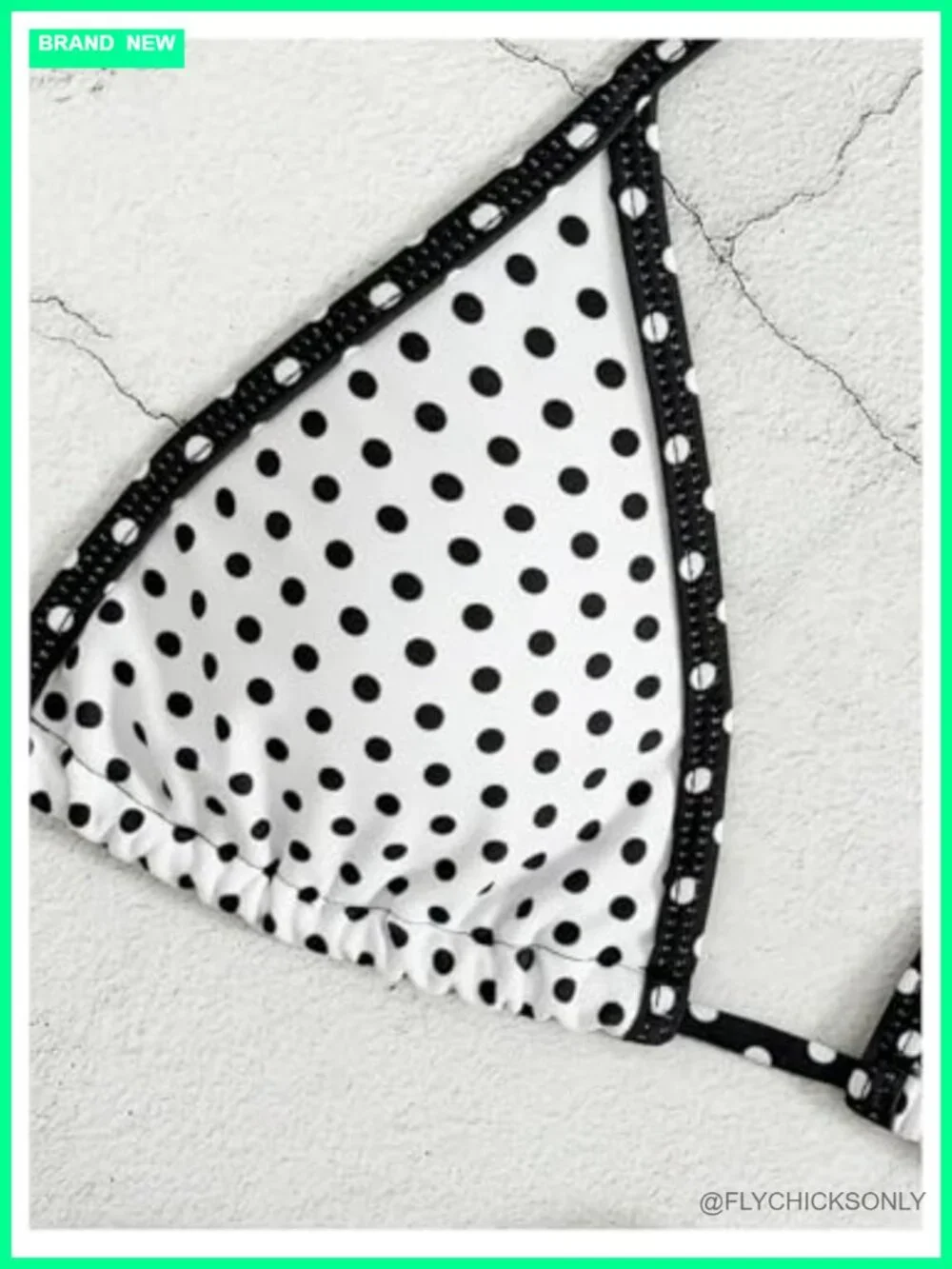 Women's Polka Dot Bikini Set with Triangle Top and Ruffle Thong
